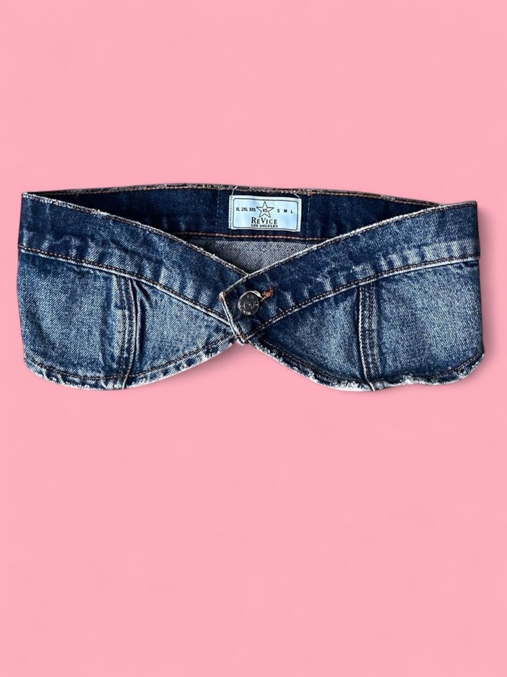 REVICE Denim Twist Waistband top - Dark Blue